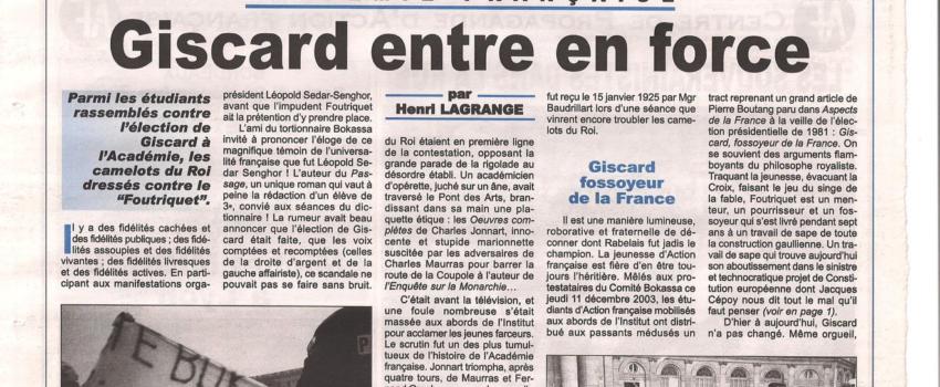 Giscard l’immortel
