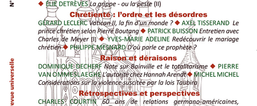 Le nouveau numéro de La Nouvelle Revue Universelle vient de paraître